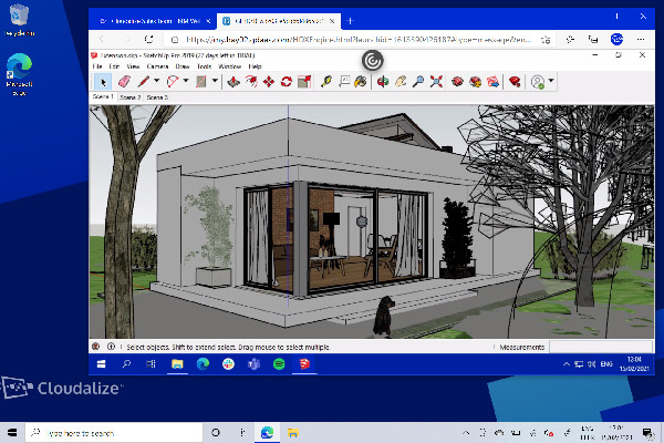 SketchUp Pro running on a 2015 Microsoft Surface 3