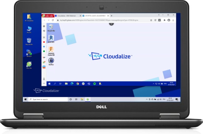 A Cloudalize Cloud Workstation running on CốcCốc browser 2021, DELL Lattitude E7240