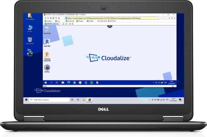A Cloudalize Cloud Workstation running on K-Meleon 2021, DELL Lattitude E7240