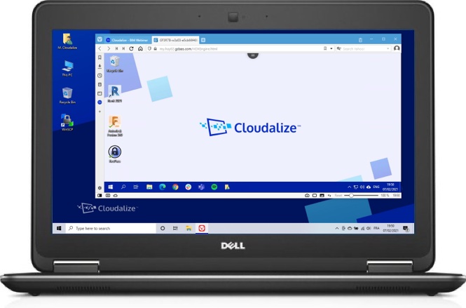 A Cloudalize Cloud Workstation running on Vivaldi browser 2021, DELL Lattitude E7240