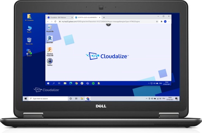 A Cloudalize Cloud Workstation running on Google Chrome 2021, DELL Lattitude E7240