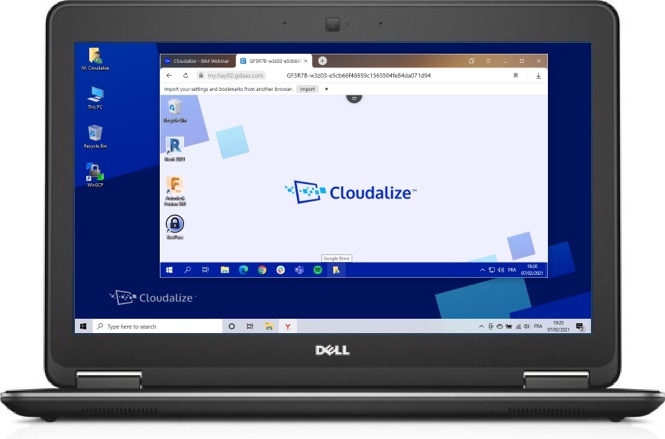 A Cloudalize Cloud Workstation running on Yandex browser 2021, DELL Lattitude E7240