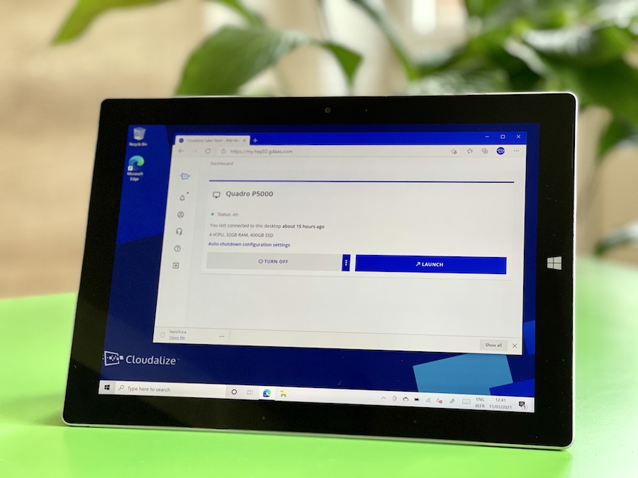 Cloudalize Cloud Platform Admin View on Microsoft Surface 3 (Launched 2015)